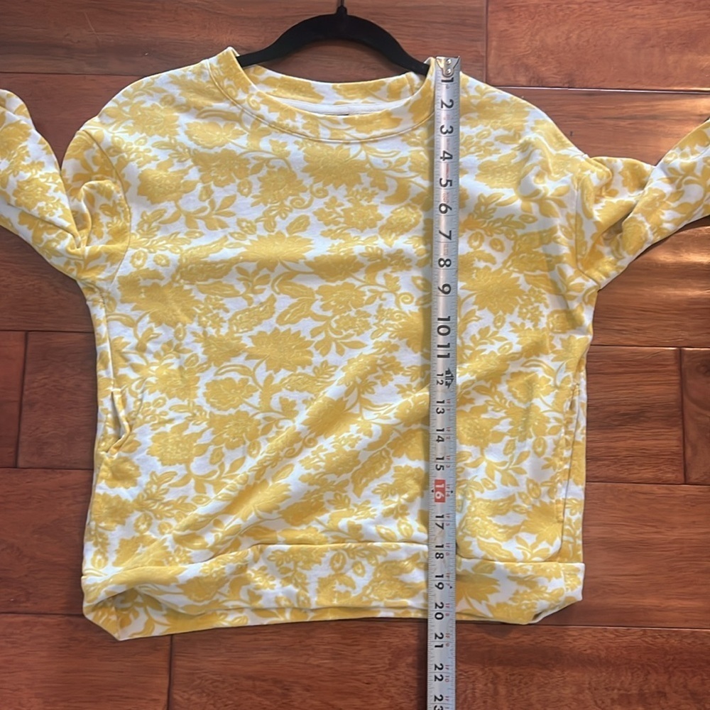 Who What Wear Sweatshirt Size XS Yellow & White Floral - Picture 7 of 7